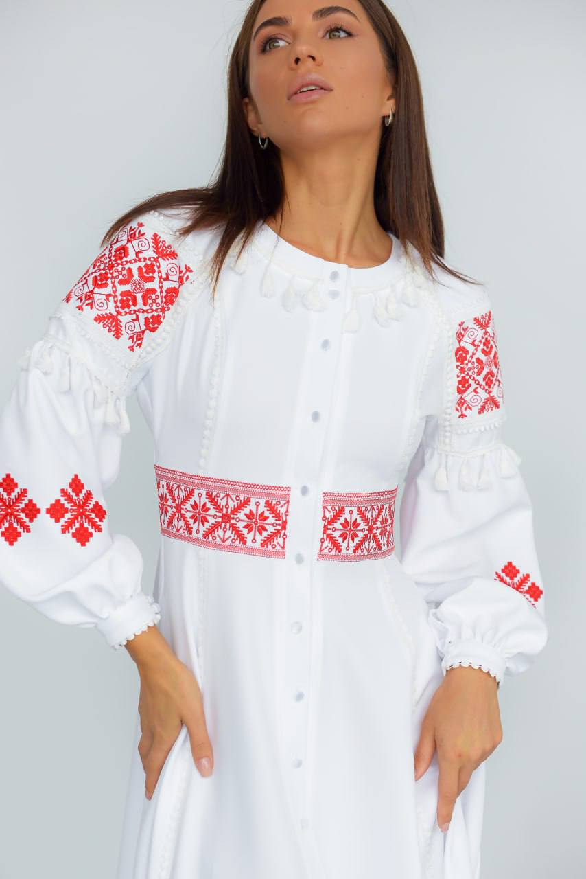 УКР-316 Платье Pure Soul в стиле boho с кружевом и объемными рукавами